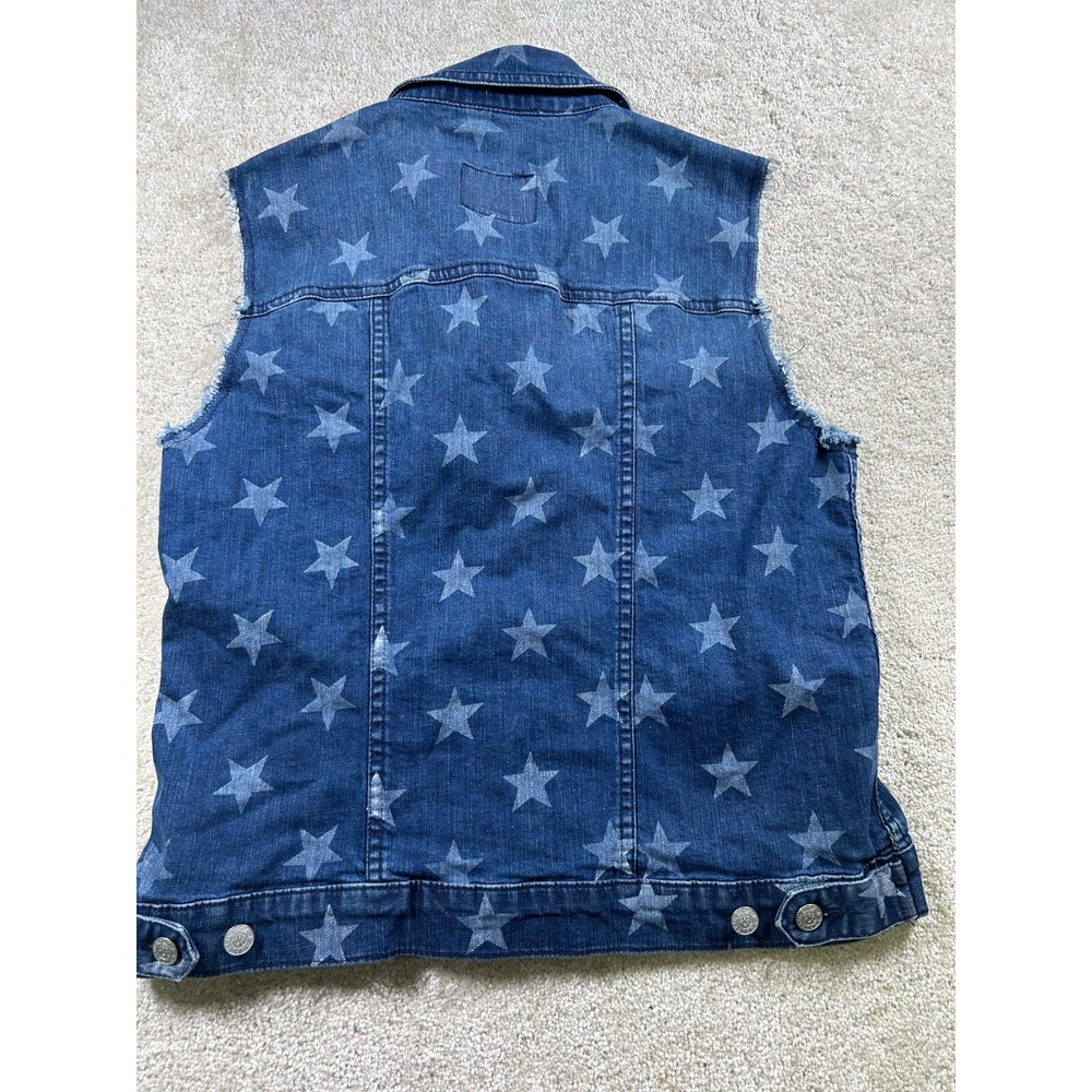 Rock Republic Womens Size L Blue‎ Denim Jean Vest Faded Stars - Picture 6 of 7